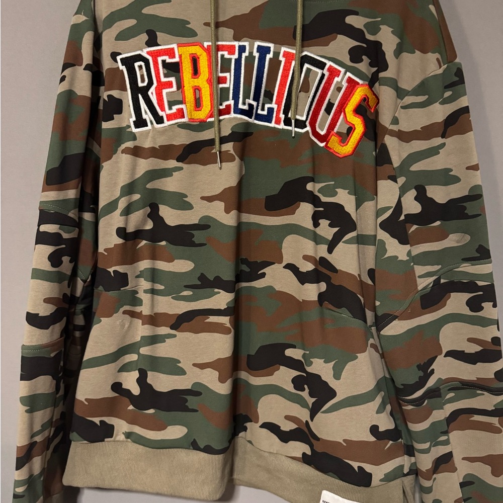 Camouflage Hoodie with Rebellious Patch